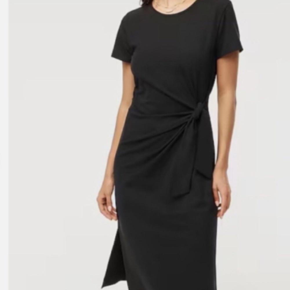 J Crew Factory Black Short Sleeve Knotted Midi Dress XXS